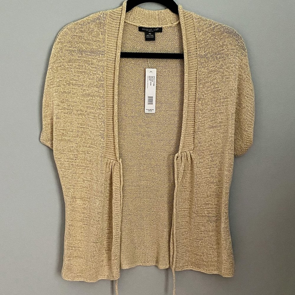 NWT August Silk Petite Small Short Sleeve Knit Sweater PS Lightweight Pullover